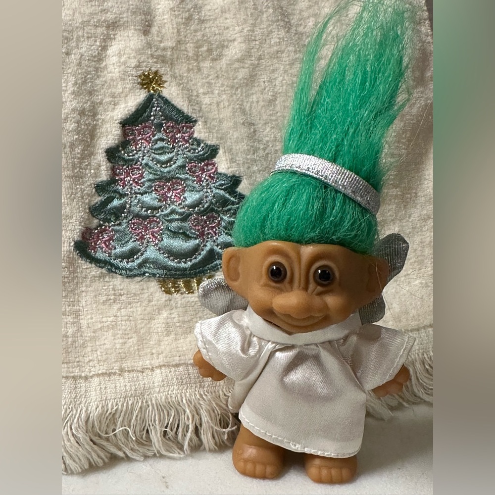 Angel Doll Russ Troll Silver Halo with Green Hair 3” tall